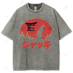 Unisex Samurai Printed Washed Tee