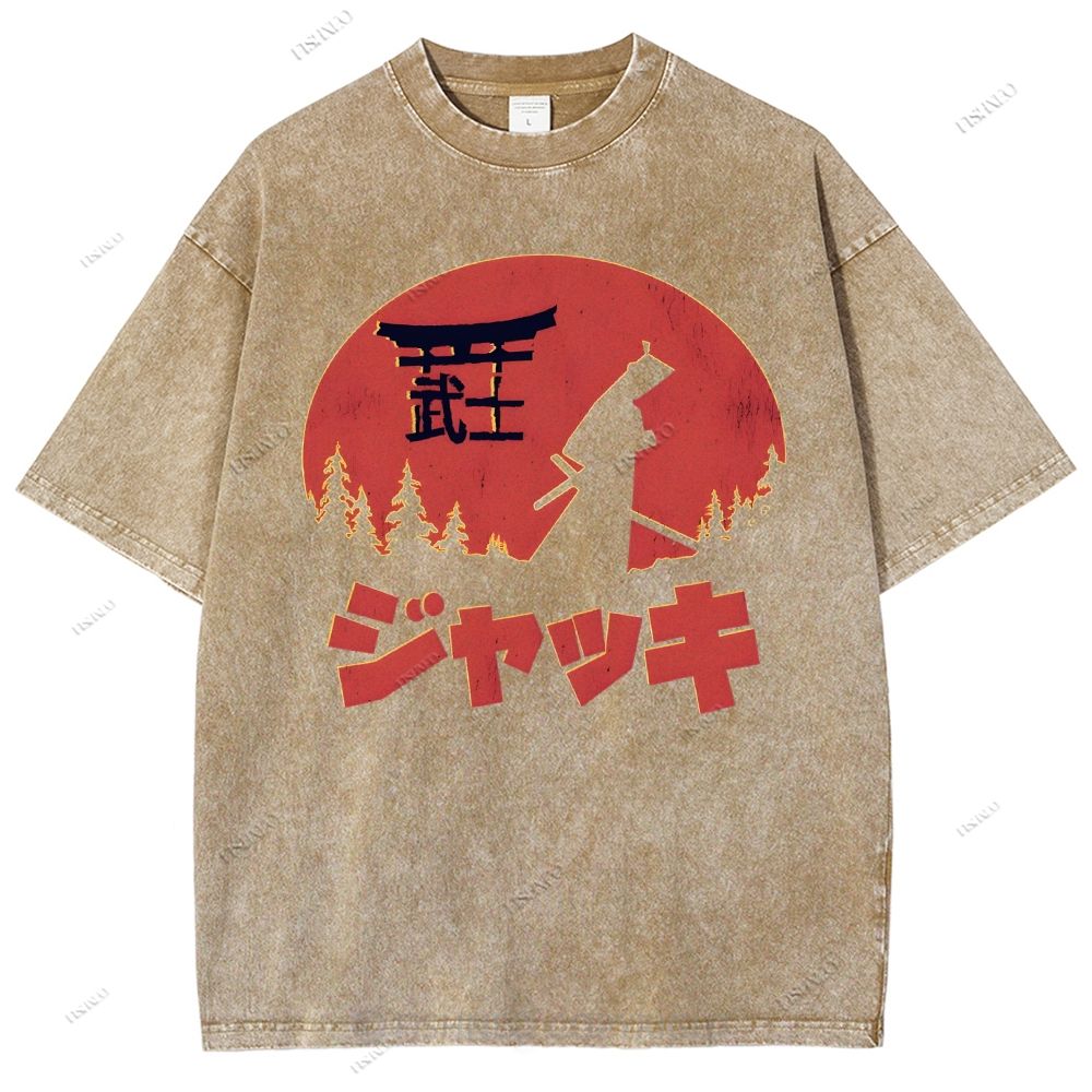 Unisex Samurai Printed Washed Tee