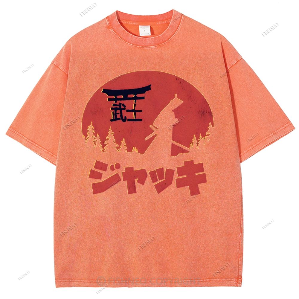 Unisex Samurai Printed Washed Tee