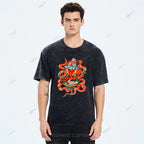 Unisex Vintage Octopus Noodle Printed Washed Tee
