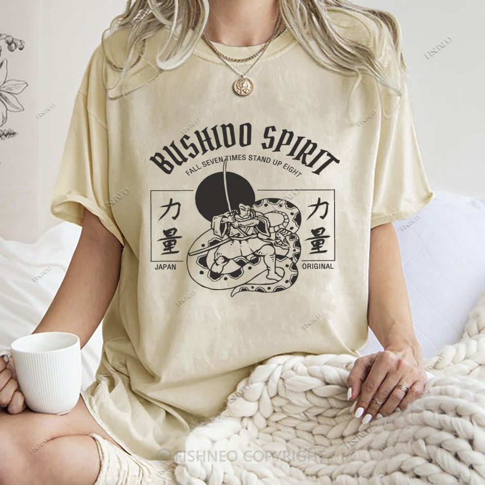 Unisex Samurai Snake Printed Washed Tee