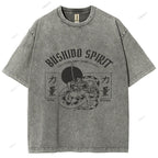 Unisex Samurai Snake Printed Washed Tee
