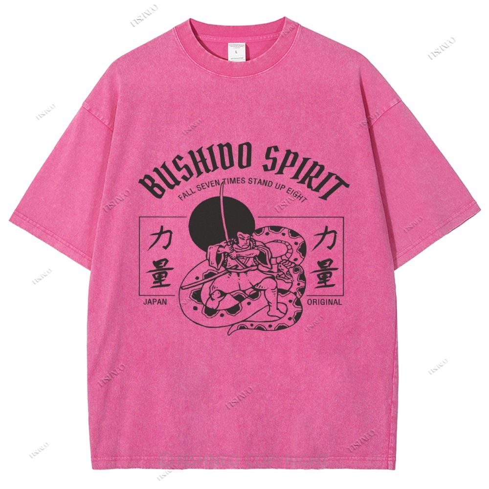 Unisex Samurai Snake Printed Washed Tee