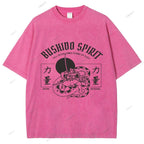 Unisex Samurai Snake Printed Washed Tee