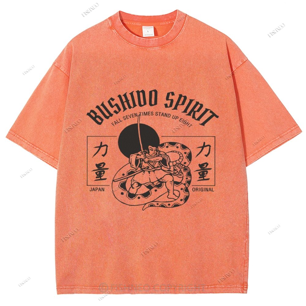 Unisex Samurai Snake Printed Washed Tee