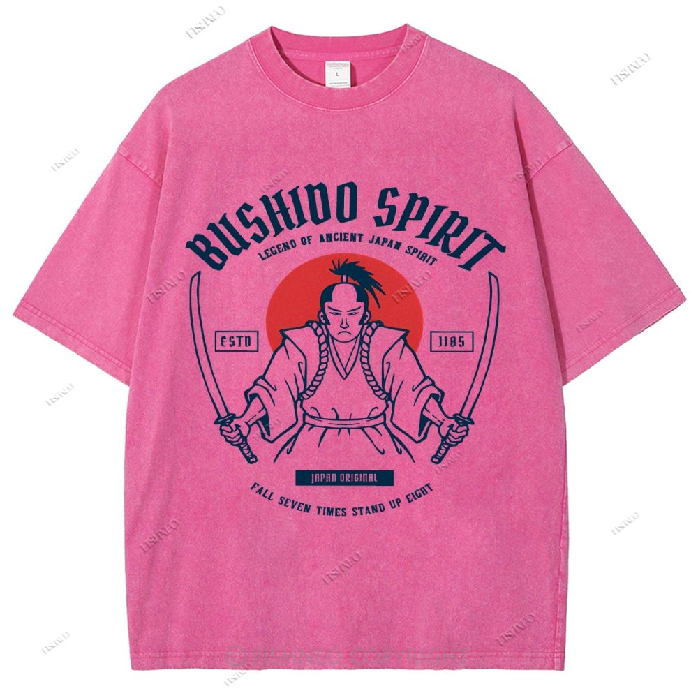 Unisex Samurai Spirit Printed Washed Tee