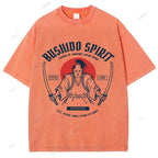 Unisex Samurai Spirit Printed Washed Tee