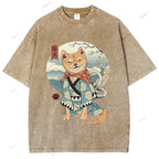 Shiba Inu Dog Ukiyoe Vintage Wash Japanese Design T-Shirt
