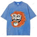 Unisex Japanese Art Bodhidharma Printed Washed Tee