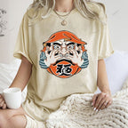 Unisex Japanese Art Bodhidharma Printed Washed Tee