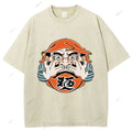 Unisex Japanese Art Bodhidharma Printed Washed Tee