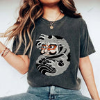 Unisex Japanese Art Bodhidharma Printed Washed Tee