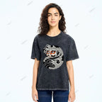 Unisex Japanese Art Bodhidharma Printed Washed Tee