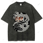 Unisex Japanese Art Bodhidharma Printed Washed Tee