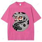 Unisex Japanese Art Bodhidharma Printed Washed Tee