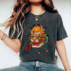 Unisex Vintage Old School Garfield Tiger Printed Washed Tee