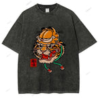 Unisex Vintage Old School Garfield Tiger Printed Washed Tee