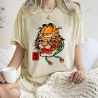 Unisex Vintage Old School Garfield Tiger Printed Washed Tee