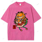 Unisex Vintage Old School Garfield Tiger Printed Washed Tee