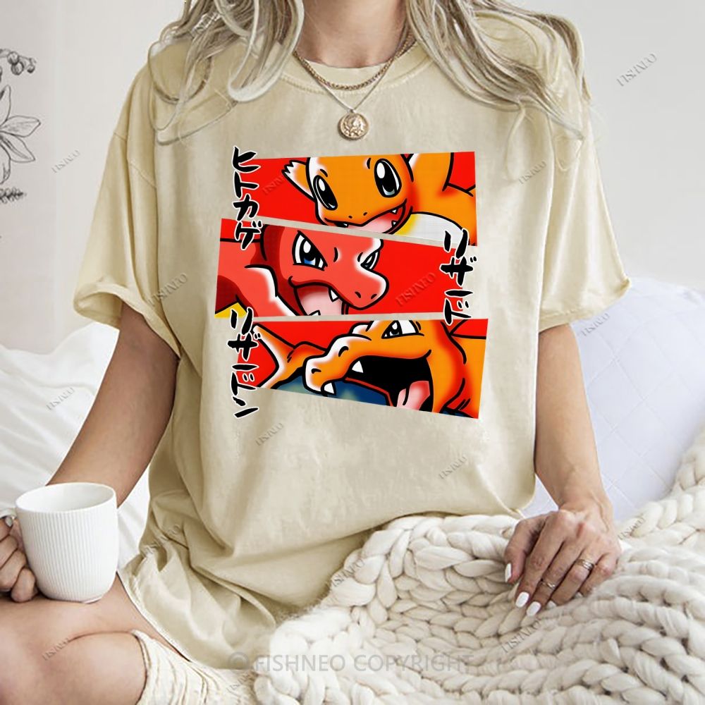 Unisex Charmeleon Charmander Printed Washed Tee