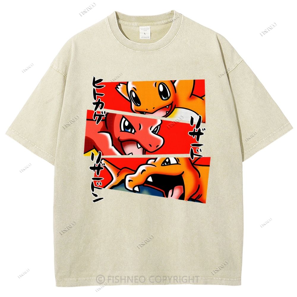 Unisex Charmeleon Charmander Printed Washed Tee