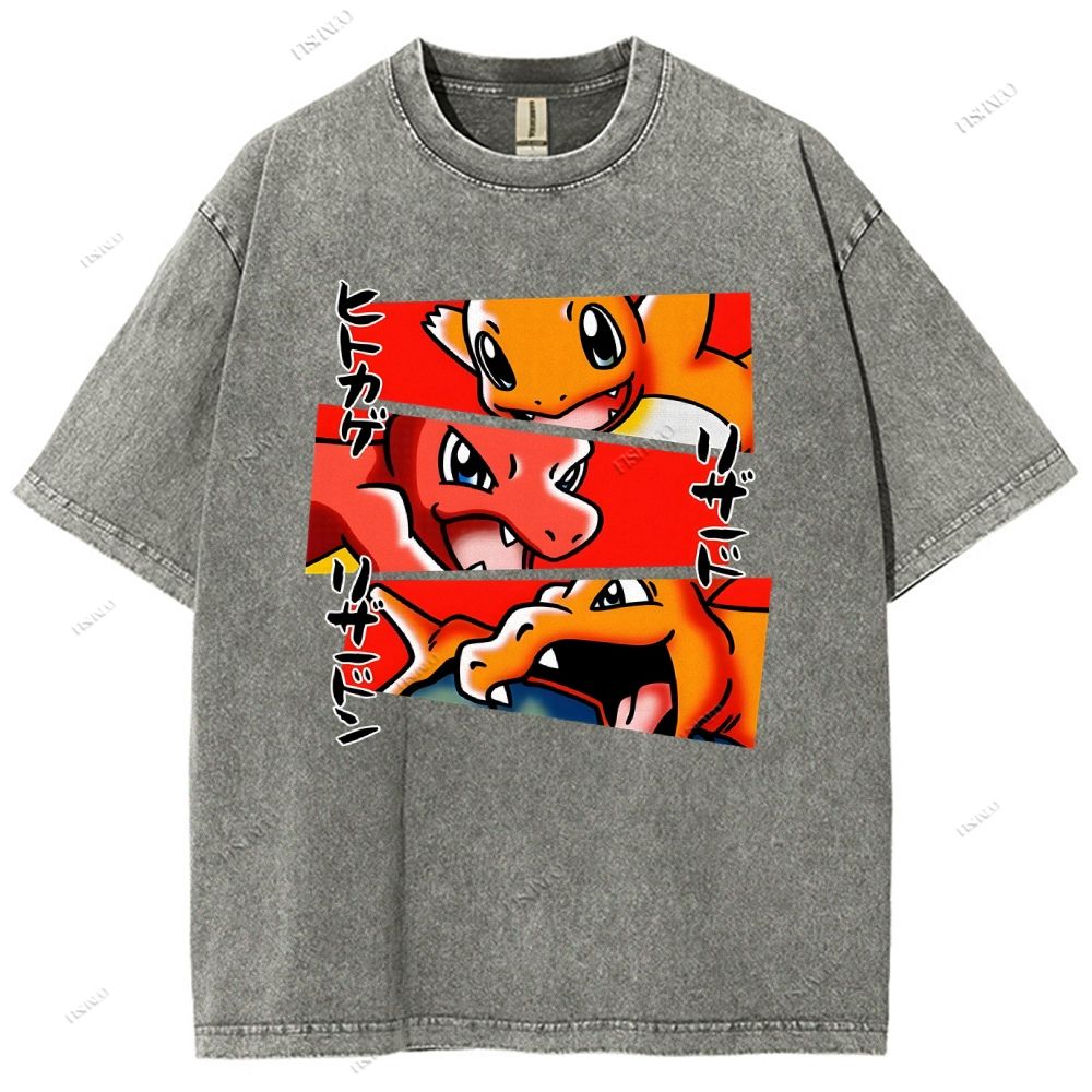 Unisex Charmeleon Charmander Printed Washed Tee