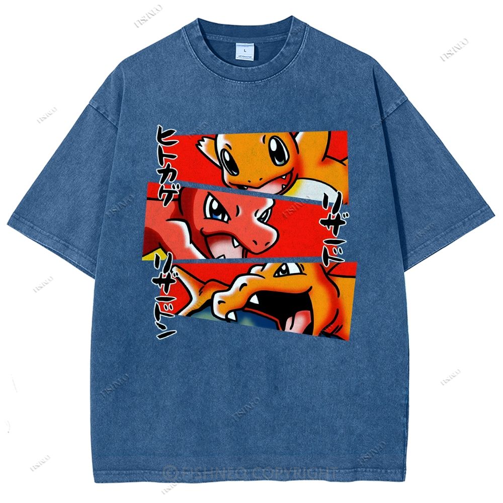 Unisex Charmeleon Charmander Printed Washed Tee