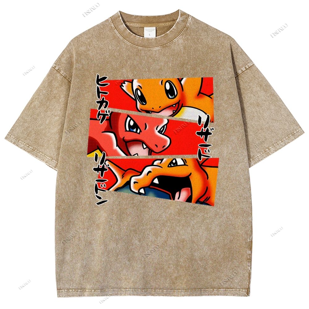 Unisex Charmeleon Charmander Printed Washed Tee