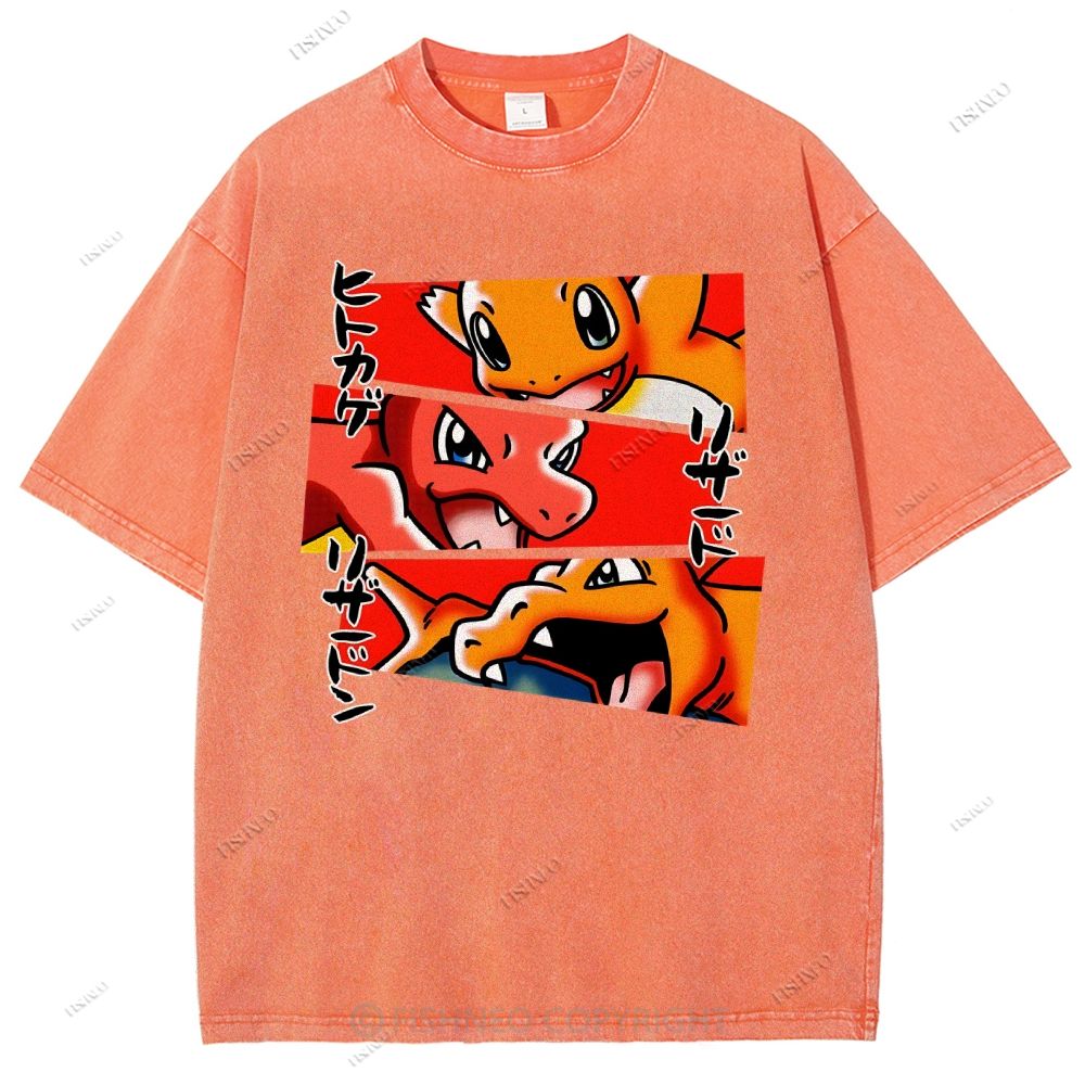 Unisex Charmeleon Charmander Printed Washed Tee