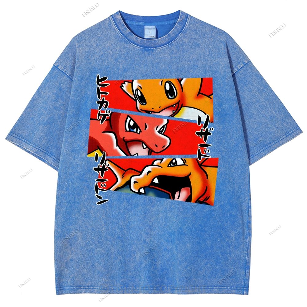 Unisex Charmeleon Charmander Printed Washed Tee