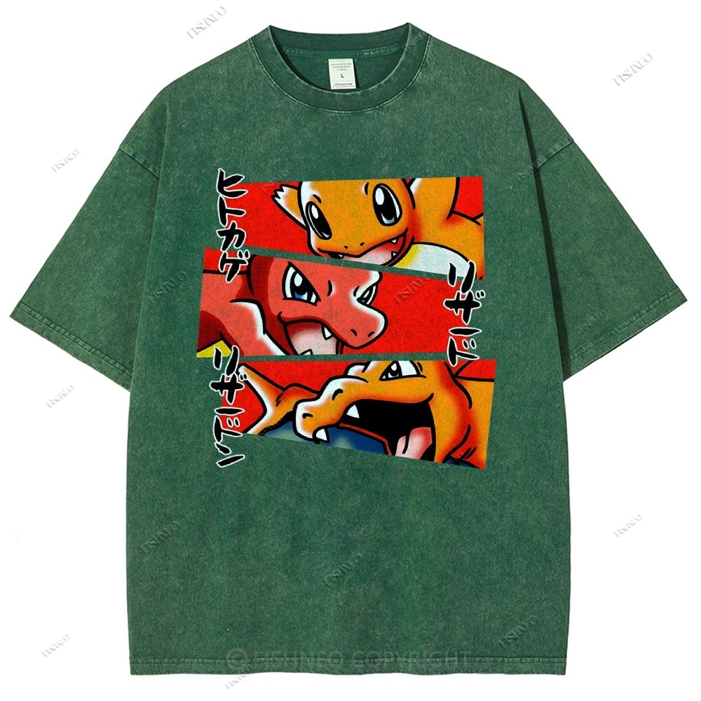 Unisex Charmeleon Charmander Printed Washed Tee