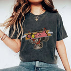 Unisex Vintage Pink Panther Tiger Printed Washed Tee