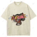Unisex Vintage Pink Panther Tiger Printed Washed Tee
