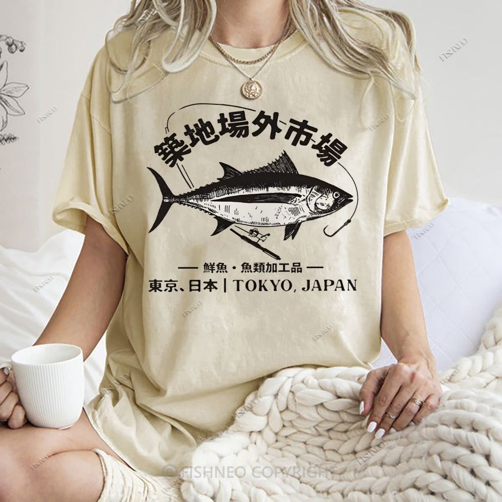 Unisex Tsukiji Market Printed Washed Tee