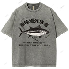 Unisex Tsukiji Market Printed Washed Tee