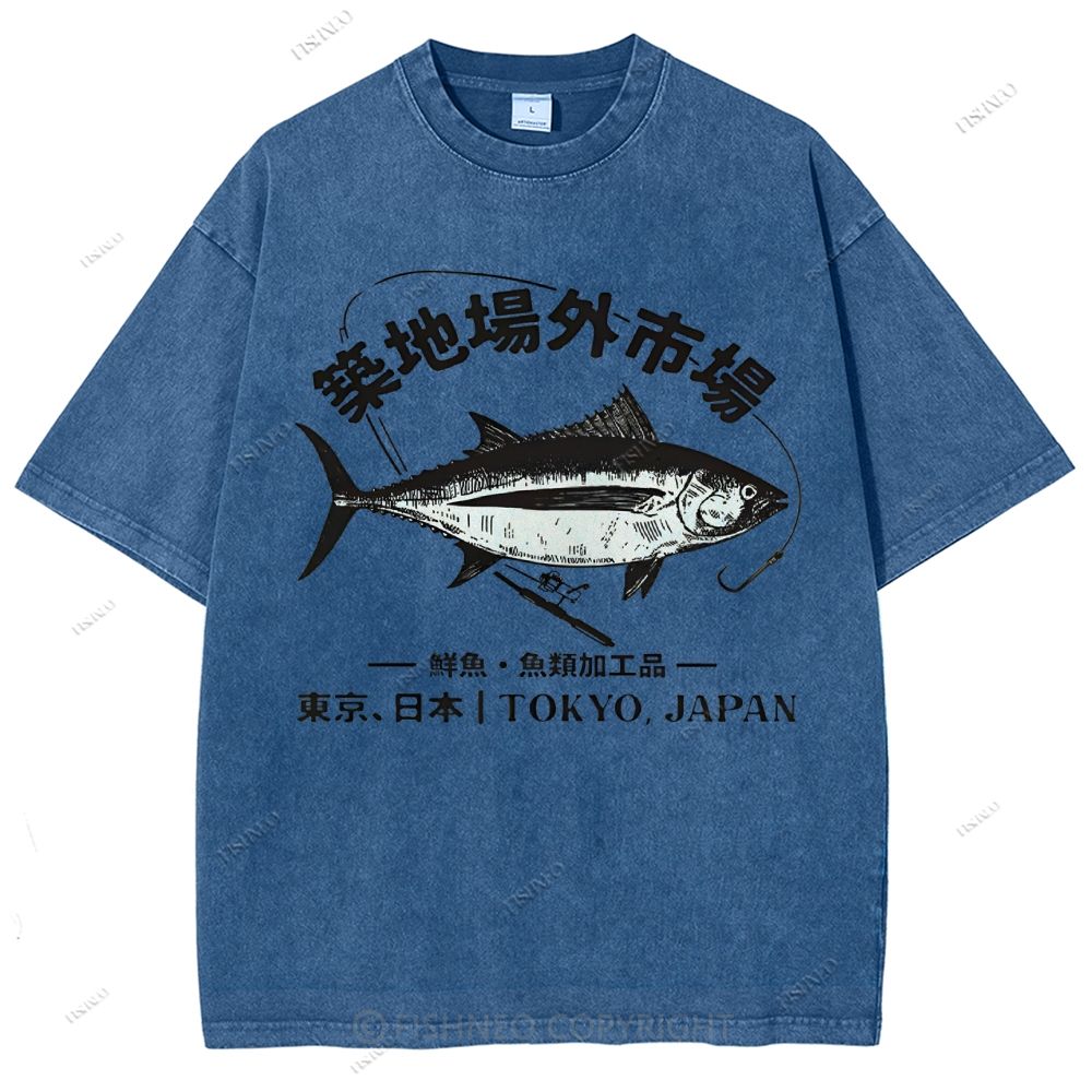 Unisex Tsukiji Market Printed Washed Tee