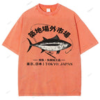 Unisex Tsukiji Market Printed Washed Tee