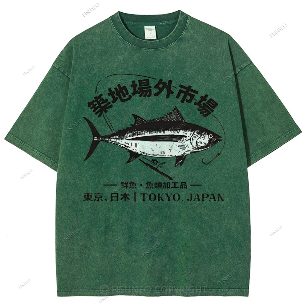 Unisex Tsukiji Market Printed Washed Tee