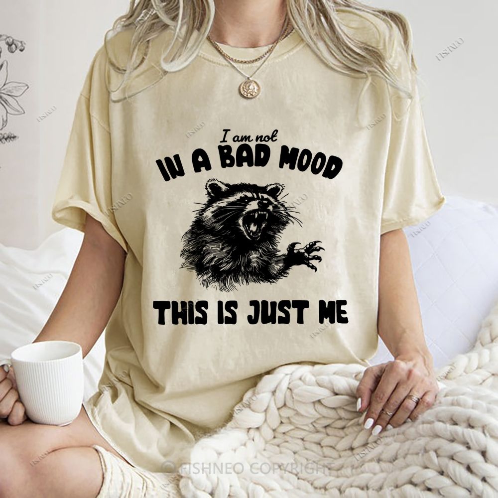 Unisex Vintage Angry Raccoon Printed Washed Tee