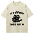 Unisex Vintage Angry Raccoon Printed Washed Tee