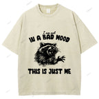 Unisex Vintage Angry Raccoon Printed Washed Tee