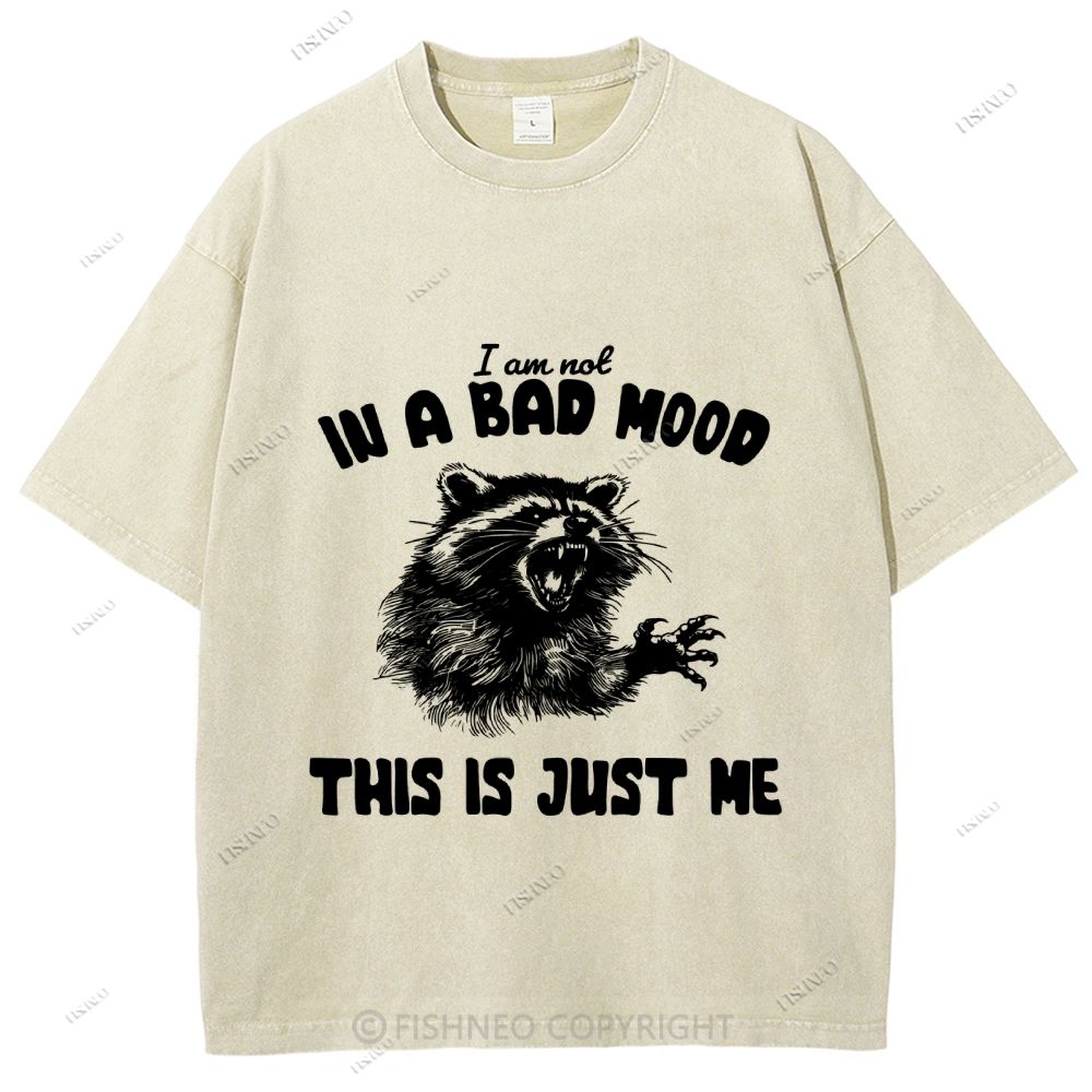 Unisex Vintage Angry Raccoon Printed Washed Tee
