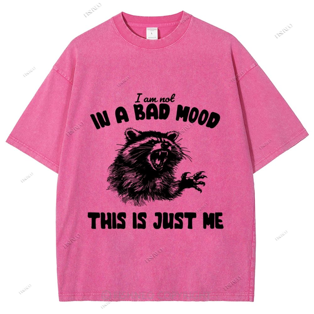 Unisex Vintage Angry Raccoon Printed Washed Tee