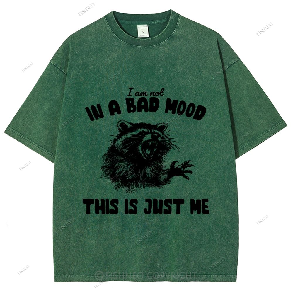 Unisex Vintage Angry Raccoon Printed Washed Tee