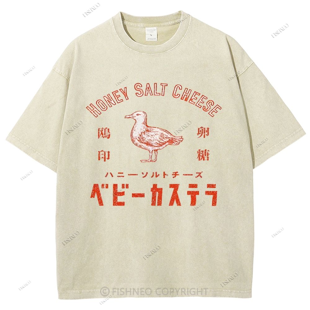 Unisex Honey Salt Cheese Printed Washed Tee