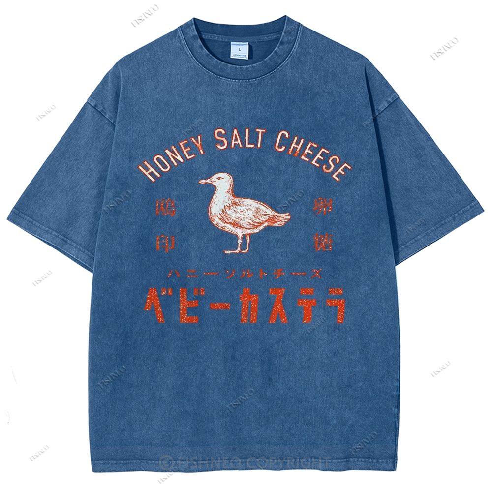 Unisex Honey Salt Cheese Printed Washed Tee