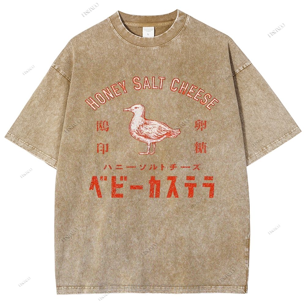 Unisex Honey Salt Cheese Printed Washed Tee