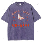 Unisex Honey Salt Cheese Printed Washed Tee