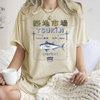 Unisex Tsukiji Market Printed Washed Tee