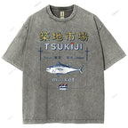 Unisex Tsukiji Market Printed Washed Tee
